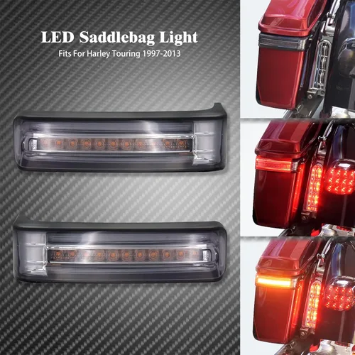 Vista 3 de Luz LED para alforja para motocicleta, luz trasera de freno para Harley Touring Street Electra Glide Road Glide King Ultra Limited CVO 1997-2013