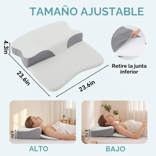 Vista 2 de ROYALAY Almohada cervical cervical para aliviar el dolor de cuello y hombros, núcleo ergonómico de espuma viscoelástica con funda de enfriamiento