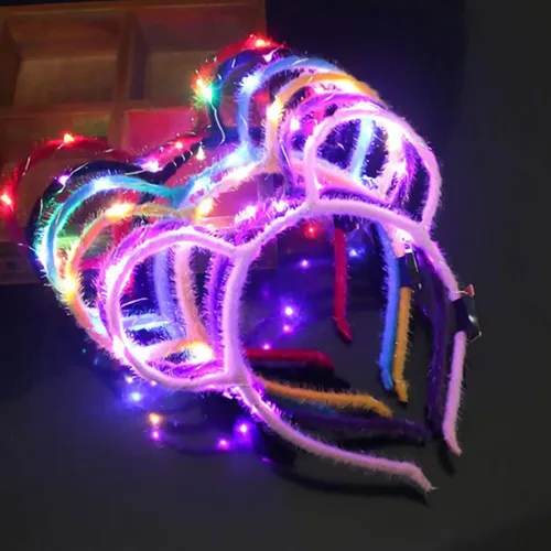 Vista 2 de Recuerdos de fiesta para niños y adultos, diadema de flores LED, suministros de fiesta brillantes, accesorios para el cabello iluminados para niños