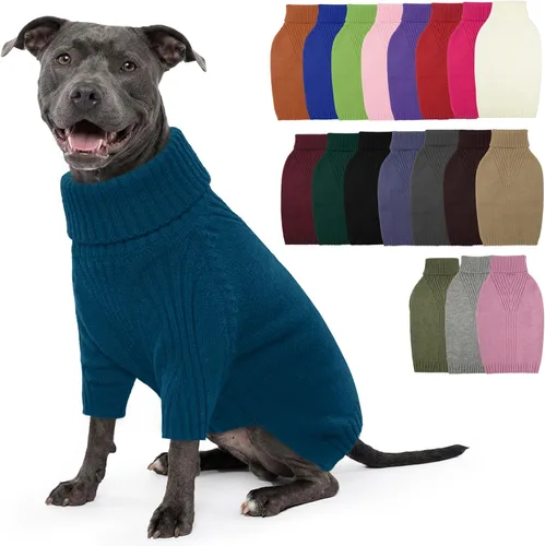 Vista 33 de IECOii Suéter de perro salchicha de cuello alto para perros pequeños, medianos y hembras, elástico y transpirable, abrigo de punto cálido, para Negro