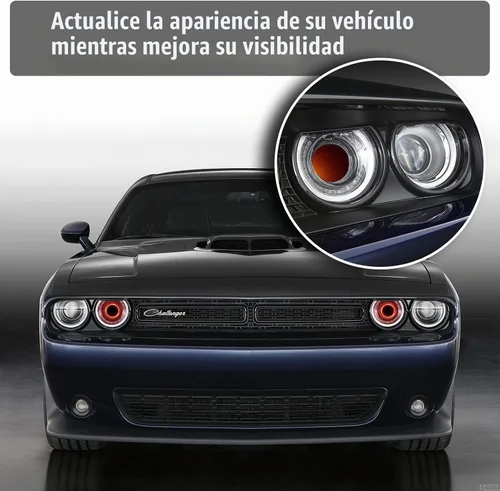 Vista 2 de Bombillas de faro LED LitMiRaCle para Dodge Challenger, ensamblaje de inserciones de aire para faros LED compatibles con Dodge Challenger 2015-2020