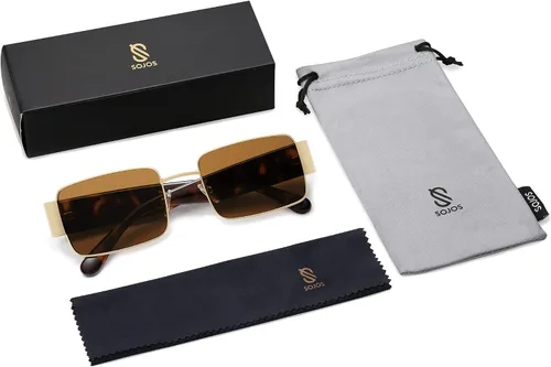 Vista 5 de SOJOS Gafas de sol rectangulares vintage con diseño retro UV400 SJ1162