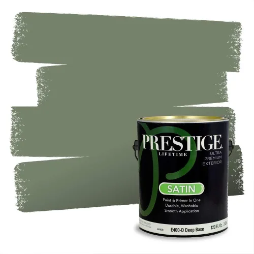 Vista 59 de Prestige Paints - Pintura exterior e imprimación en uno, 1 galón, plano, compatibilidad comparable con el color menta «Whipped Mint» de Behr