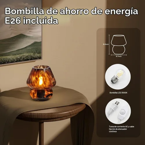 Vista 3 de Dawnwake Lámpara de hongo, lámpara pequeña de mesa para dormitorio, lámparas de noche de escritorio para sala de estar, decoración de hongos, lindas