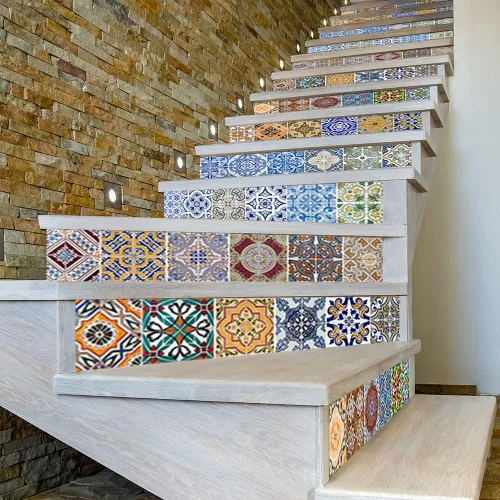 Vista 3 de KACOLOR Pegatinas autoadhesivas de paisaje natural 3D para escaleras, murales de pared, calcomanías de vinilo para escaleras, decoración de papel