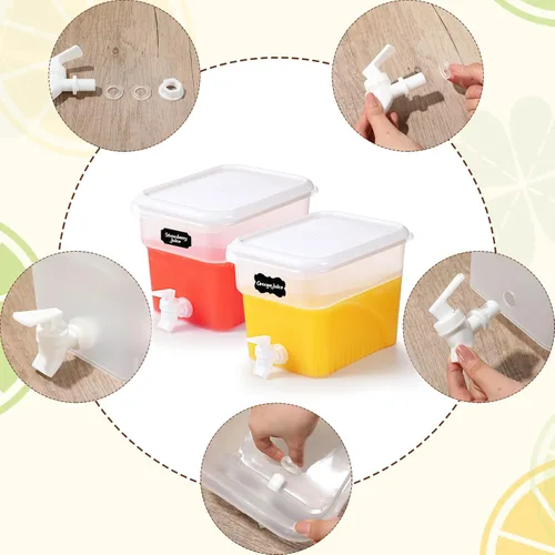 Vista 7 de Mumufy 2 dispensadores de bebidas de 1.32 galones para fiestas con grifo dispensador de bebidas de plástico para refrigerador, contenedor
