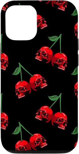 Vista 28 de Cute Cherry Skull Pattern Red Scary Skulls Black Background Case for iPhone 17