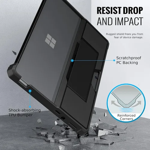 Vista 3 de MoKo Funda compatible con tablet Microsoft Surface Pro 8 de 13 pulgadas con pantalla táctil 2021, funda protectora resistente todo en uno con correa