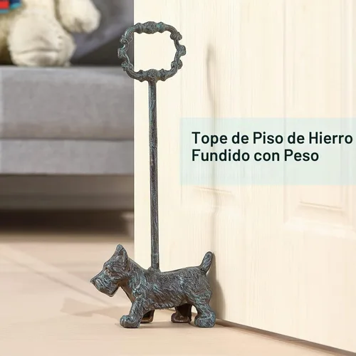 Vista 4 de Tope de Puerta de Hierro Fundido con Manija, Tope de Puerta de Metal Resistente para Perros de 4.88 Libras, Azul Desgastado..