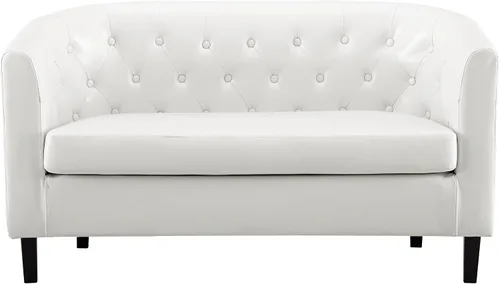 Vista 7 de Naomi Home Sillón de barril, sofás de dos plazas con botones acolchados de piel sintética, sofá moderno de dos plazas de piel sintética, sillones
