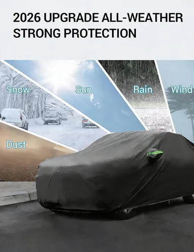 Vista 3 de Proadsy - Cubierta para automóvil, resistente al viento, sol, lluvia, rayos UV, polvo y nieve, para todo tipo de clima, impermeable, funda