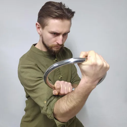 Vista 4 de HYOUT Anillo de acero inoxidable Wing Chun Yewen Sau de entrenamiento manual adhesivo para fuerza de mano Tsun Siu Lum Kung Fu de autodefensa