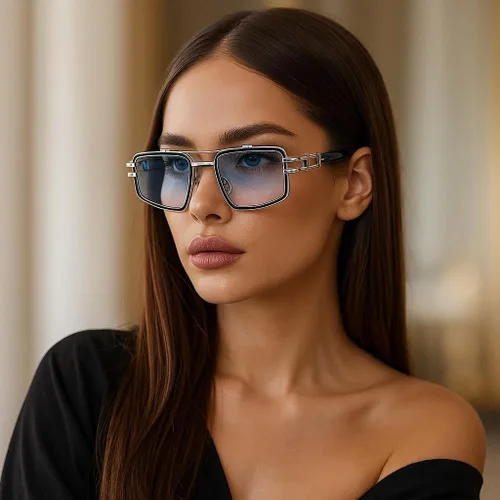 Vista 6 de bullabulling Gafas de sol retro de doble viga para hombre, gafas de sol de moda para mujer, protección