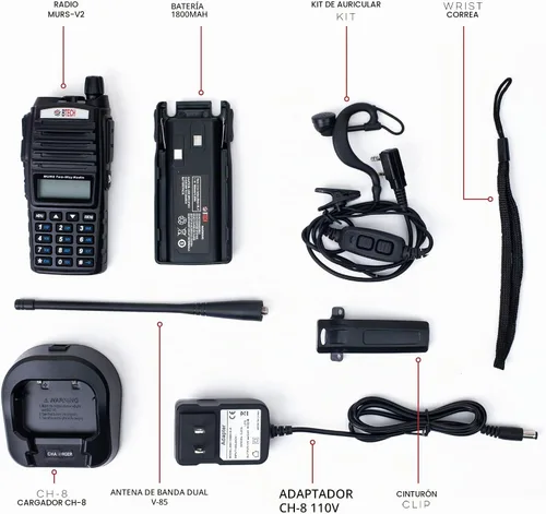 Vista 7 de BTECH Radio bidireccional MURS-V2 de 200 canales totalmente personalizables. Carga USB-C, IP54 resistente a la intemperie, escaneo de doble banda