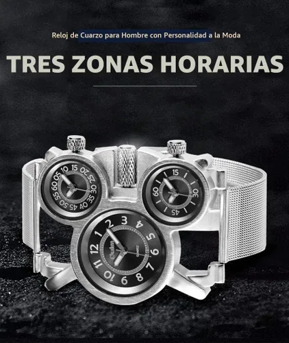 Vista 3 de Oulm Relojes militares con diseño de tres Movt y banda de acero inoxidable