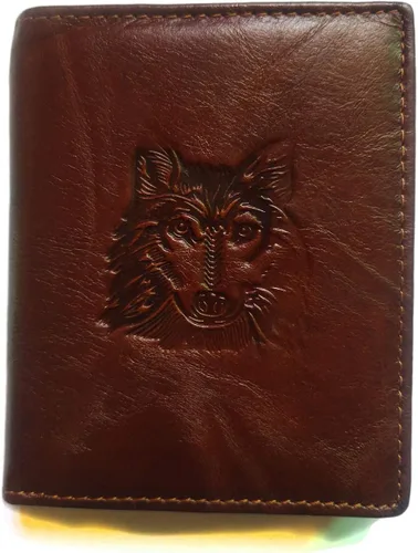 Vista 61 de Hombres Cool Eagle Wolf Caballo Totem Cuero Vaca Vertical Cartera Cremallera Multi-tarjeta Titular, Tótem de caballo, Minimalista
