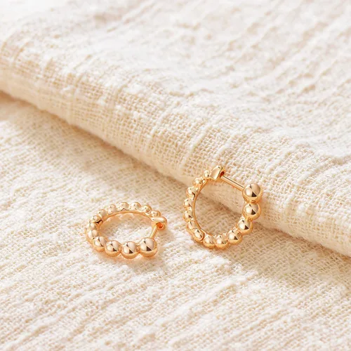 Vista 4 de VACRONA - Aretes tipo arracada de aro para mujer, chapados en oro de 14 quilates, diseño de Huggie