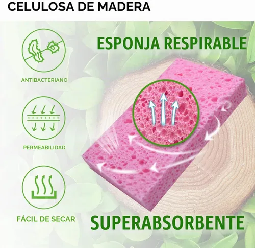 Vista 3 de Esponjas de cocina de celulosa comprimida, paquete de 12 unidades, biodegradables y coloridas, no rayan, para limpiar platos, divertida esponja