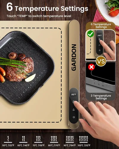 Vista 2 de Gardon Tapete de calentamiento para alimentos – Calentadores de alimentos de 18 x 11 pulgadas para fiestas, bufé, bandeja calentadora eléctrica