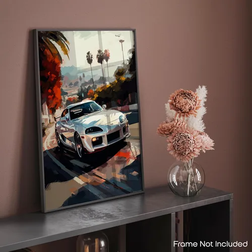 Vista 8 de Inspirational Wall Art Co. - Confident Póster Toyota Supra 1994 - Póster de automóvil para habitación de niños - Decoración de pared del automóvil