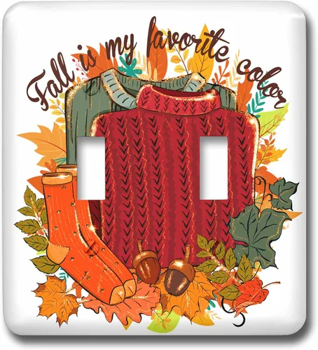 Vista 3 de 3dRose Fall is My Favorite Color of Orange Brown Green 2 plug outlet cover