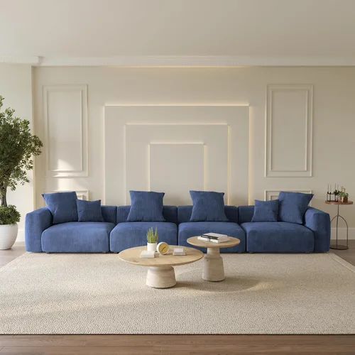 Vista 15 de WJShome Cloud Couch Sofá Seccional Modular, Sofá en Forma de L de 102 pulgadas con Otomana, Sofá de Pana Beige de 3 Asientos, Sofá Seccional