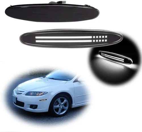 Vista 10 de Lente ahumada ámbar LED delantero marcador lateral luz Fender lámpara compatible con Mazda 6 Mazdaspeed6 GG GY GG1 GY1 Pieza OEM GK2A515E0A