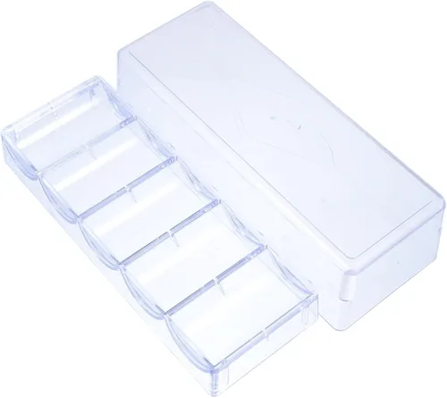 Vista 7 de LABRIMP Contenedor de almacenamiento de 5 compartimentos de plástico, caja de chips, contenedor transparente, caja organizadora transparente