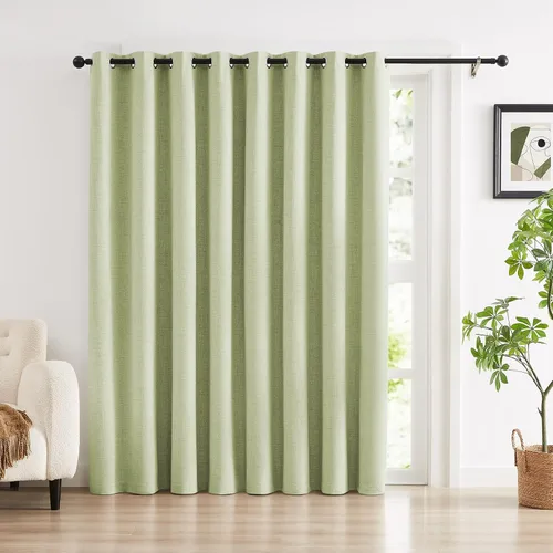 Vista 21 de Anpark Cortinas 100% opacas para dormitorio, cortina opaca de lino estilo granja de 84 pulgadas de largo, juego de 2 paneles, cortinas de ventana