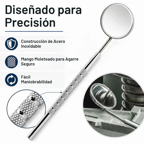 Vista 2 de Espejo de inspección SE DM201 de acero inoxidable, 0.75 pulgadas de diámetro, 7 pulgadas