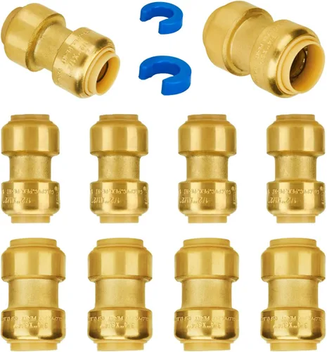Vista 20 de SUNGATOR Acoplamiento recto a presión de 1 pulgada, PEX de empuje para conectar, cobre, CPVC, accesorios de plomería de latón sin plomo con clip