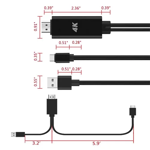 Vista 9 de Adaptador HDMI USB tipo C Cable MHL 4K convertidor de video compatible Samsung Galaxy S24 S23 S22 S21 S20 S10 Note 20 LG V35 Android Phone iMac