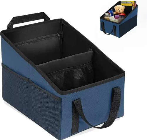 Vista 9 de BLIRITEL Organizador de asiento de automóvil para asiento delantero y trasero, organizador de asiento de pasajero, organizador de almacenamiento