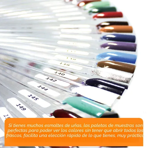 Vista 7 de 50 barras de muestra de uñas con anillo y puntas numeradas, pantalla transparente en forma de abanico para práctica de esmalte de uñas