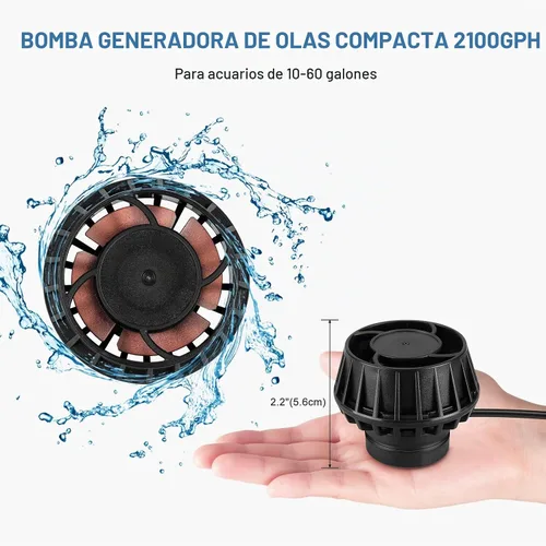 Vista 2 de 2100GPH - Fabricante de ondas para acuario con controlador Mini DC 24V 12W Powerhead con montaje magnético, Wavemaker con pantalla LED para tanque