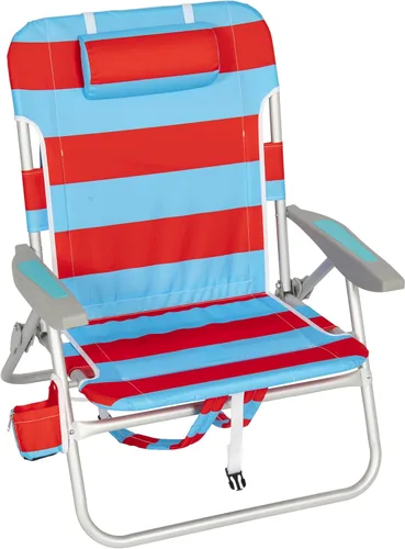 Vista 7 de Rio Beach - Paquete de 2 sillas de playa con almohada, brazos y bolsa de almacenamiento, silla de camping portátil ligera para exteriores con Azul