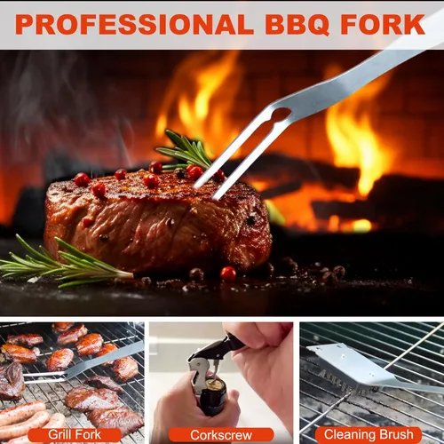 Vista 5 de Grilljoy Accesorios de BBQ Juego de Herramientas de Parrilla - 22 Piezas de Acero Inoxidable Accesorios de Parrilla de Barbacoa para Parrilla al