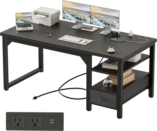 Vista 82 de Mericonia Escritorio para computadora, escritorio de juegos para espacios pequeños, mesa de estilo moderno y simple para oficina en casa, mesa