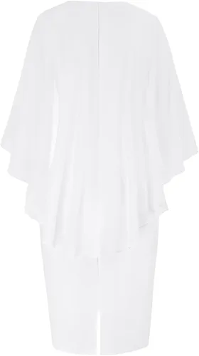 Vista 2 de Hanna Nikole Vestidos de lentejuelas para mujer, de gasa, con volantes, manga de capa, para fiesta, club, cóctel