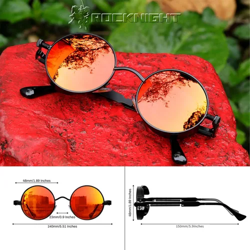 Vista 4 de ROCKNIGHT Gafas de sol redondas polarizadas con protección UV400 estilo steampunk gótico, unisex, para exteriores
