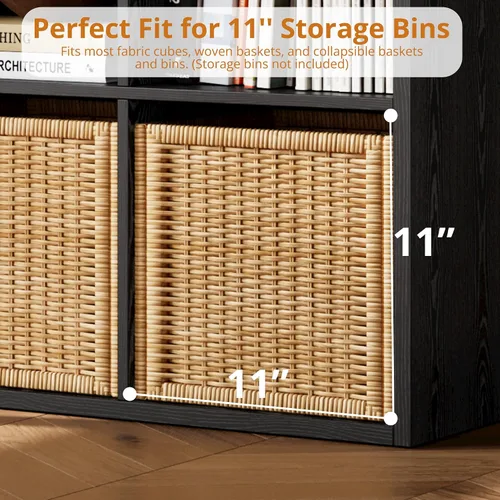Vista 7 de IRONCK Organizador de almacenamiento de 8 cubos, estantería vertical reversible, color negro