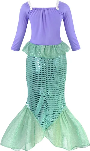 Vista 3 de Eledobby Little Mermaid Dress for Girls Ariel Costume Halloween Outfits Princess Mermaids Dresses Birthday Party Clothes