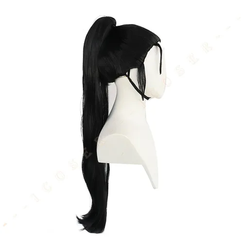 Vista 3 de SYIBOO Hinatsuru - Peluca de cosplay de anime Kimetsu No Yaiba Yuukaku-hen Tengen Uzui Wife negra peluca para mujer