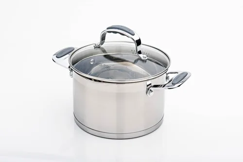 Vista 9 de David Burke Stature - Sartén de acero inoxidable de 1.75 cuartos de galón con tapa de tensión, apta para horno, color gris cepillado