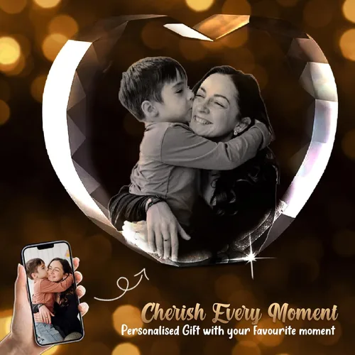Vista 2 de Foto de cristal 3D personalizada, foto de cristal grabada con láser 3D, regalos de imagen personalizados para marido y esposa. Regalo personalizado