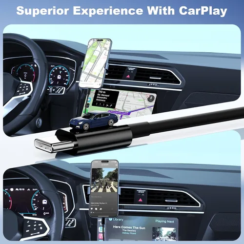Vista 2 de Cable USB A a USB C para iPhone 18/17/16/15 Cable USB C CarPlay de 3 pies Negro