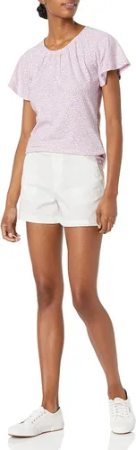 Vista 4 de Camiseta de cuello redondo abierto con manga casquillo y ajuste clásico para mujer