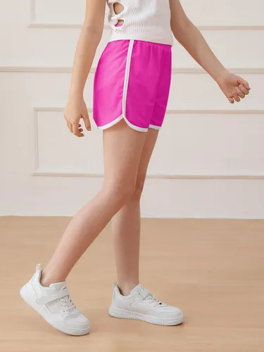 Vista 6 de Resinta Paquete de 5 pantalones cortos deportivos para niñas, pantalones cortos deportivos de fútbol para niños, de secado rápido, para gimnasio