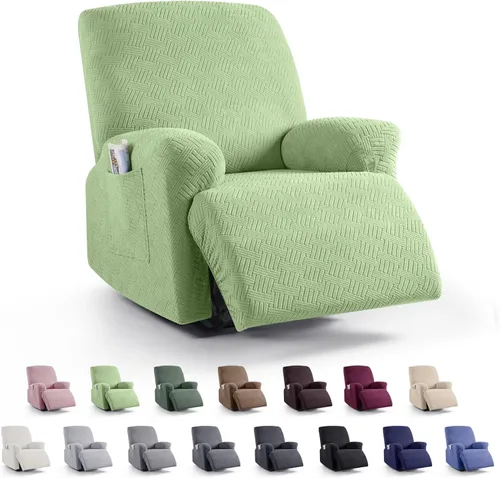 Vista 69 de KinCam Fundas para Reclinables, Fundas Elásticas para Sillas Reclinables, Fundas para Sofá Reclinable con Rayas Jacquard, Fundas Protectoras de Negro