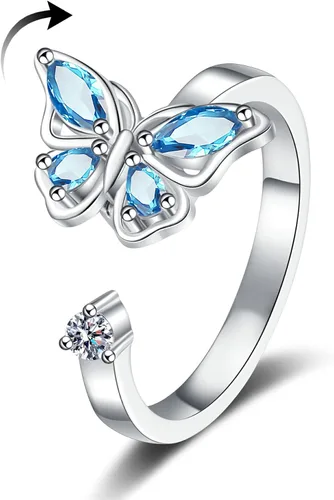 Vista 41 de Anillo de plata 925, anillos de plata ajustables para mujer, anillos de pulgar abiertos, anillos de circonio, anillos ajustables, anillos abiertos